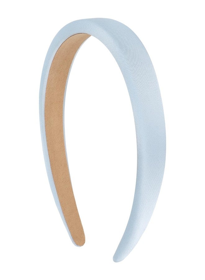 Amariver Blue Headband for Women 1.2inch Satin Headbands Padded Head Bands DIY Plain Hair Band Fashion Light Blue Hair Accessories for Women Girls - Image 1